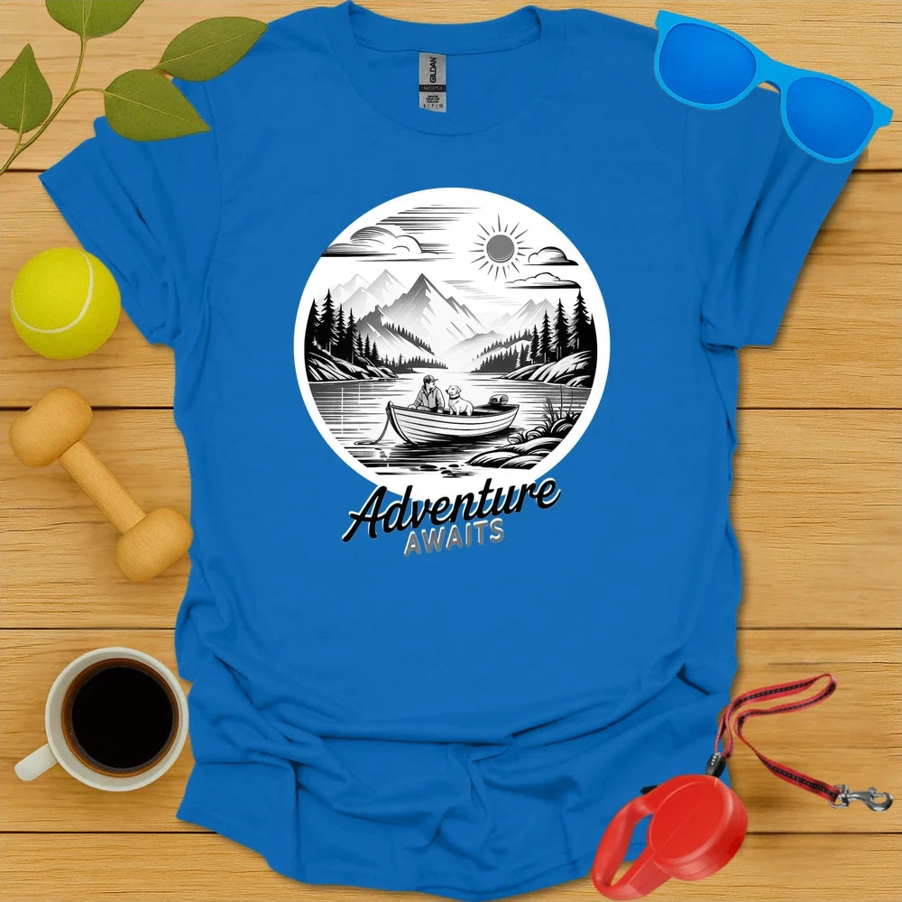 Adventure Awaits | Mountain Lake Dog Tee - Royal