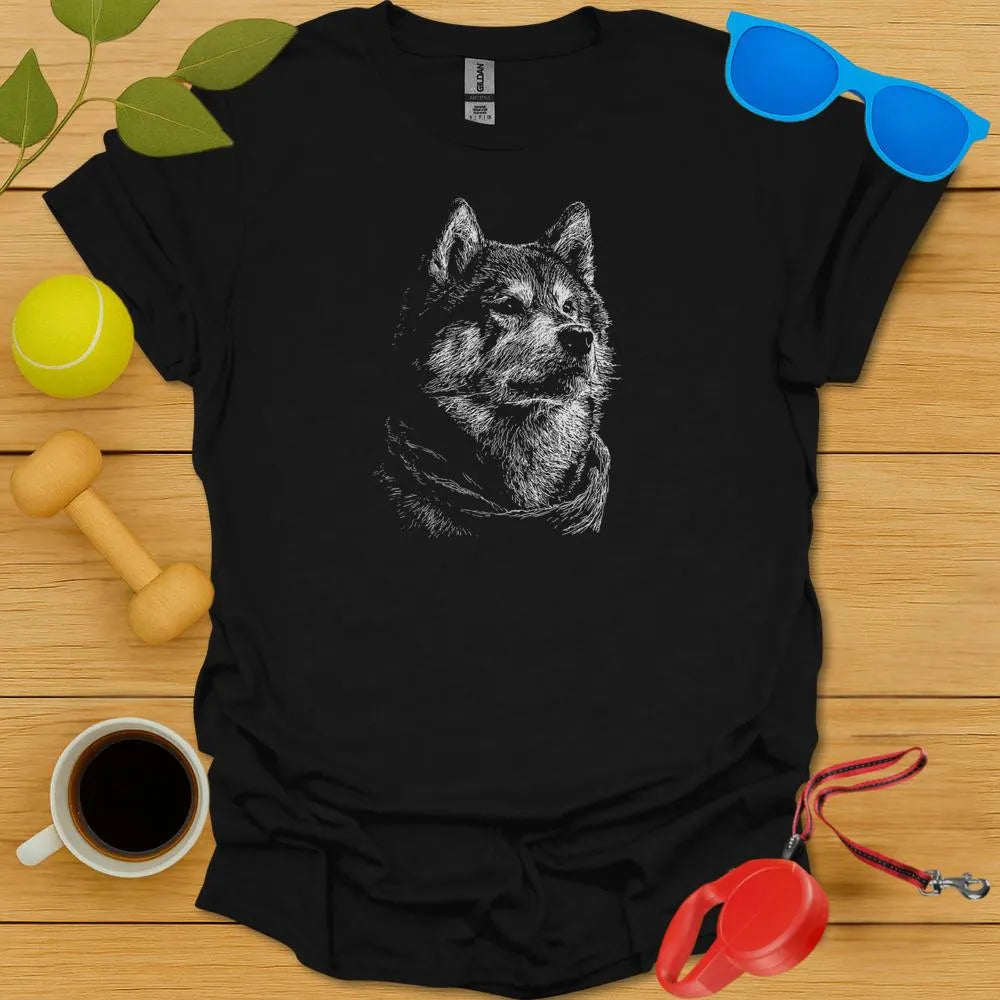 Shiba Inu Portrait Sketch T Shirt