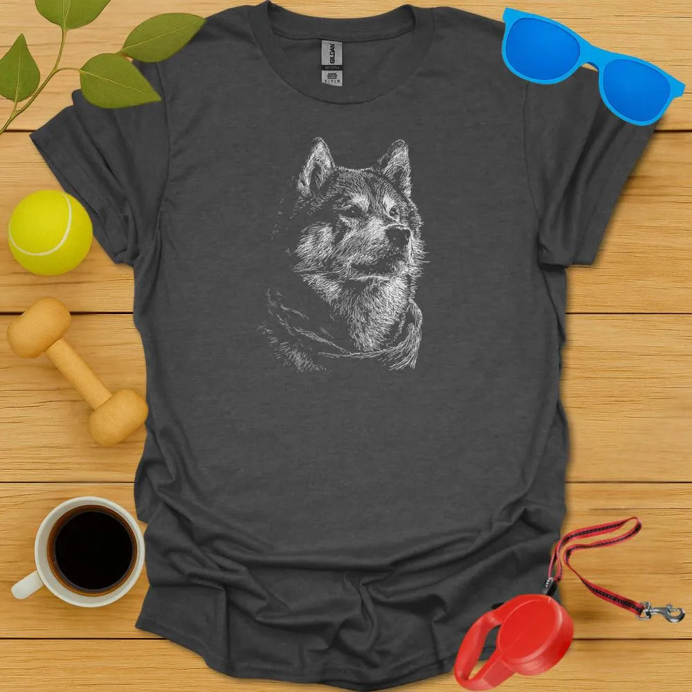 Shiba Inu Portrait Sketch T Shirt