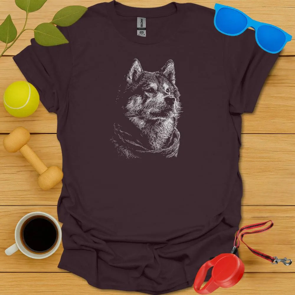 Shiba Inu Portrait Sketch T Shirt