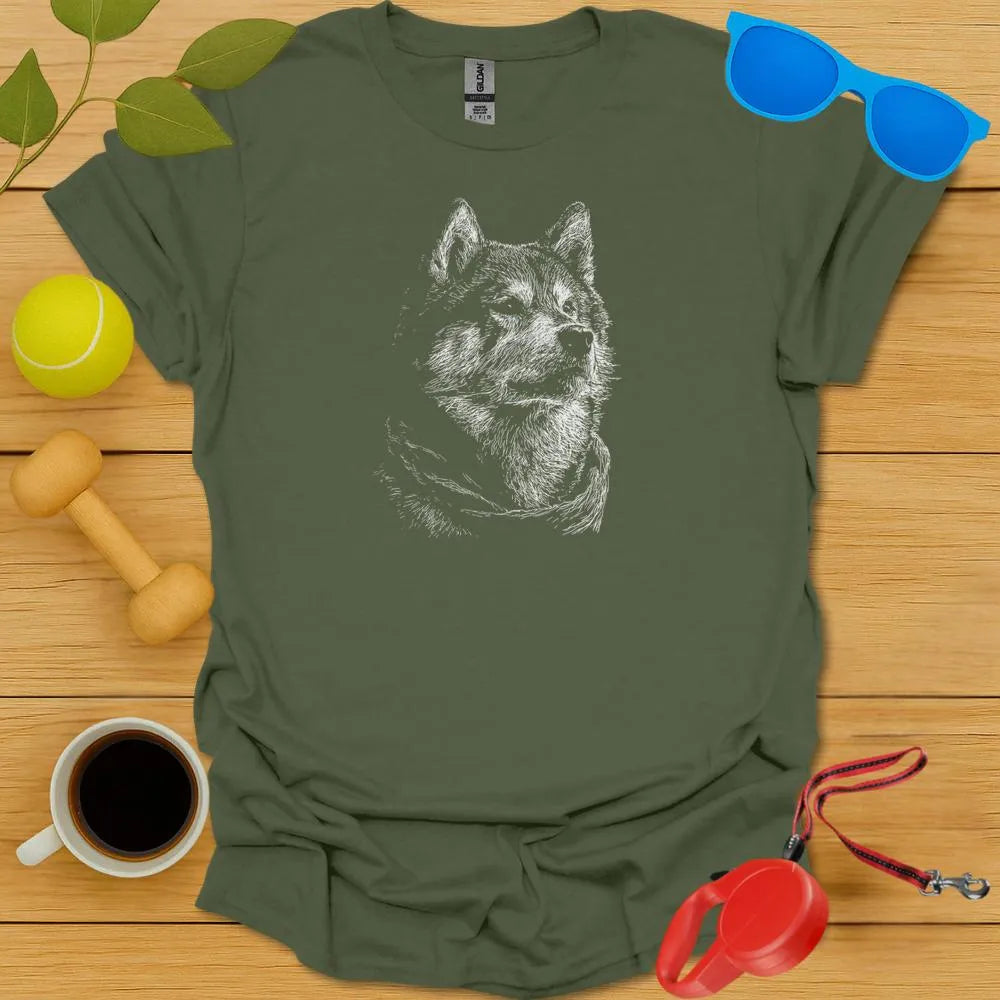 Shiba Inu Portrait Sketch T Shirt