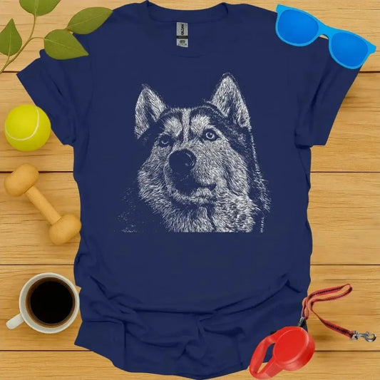 Siberian Husky Monochrome Portrait Tee