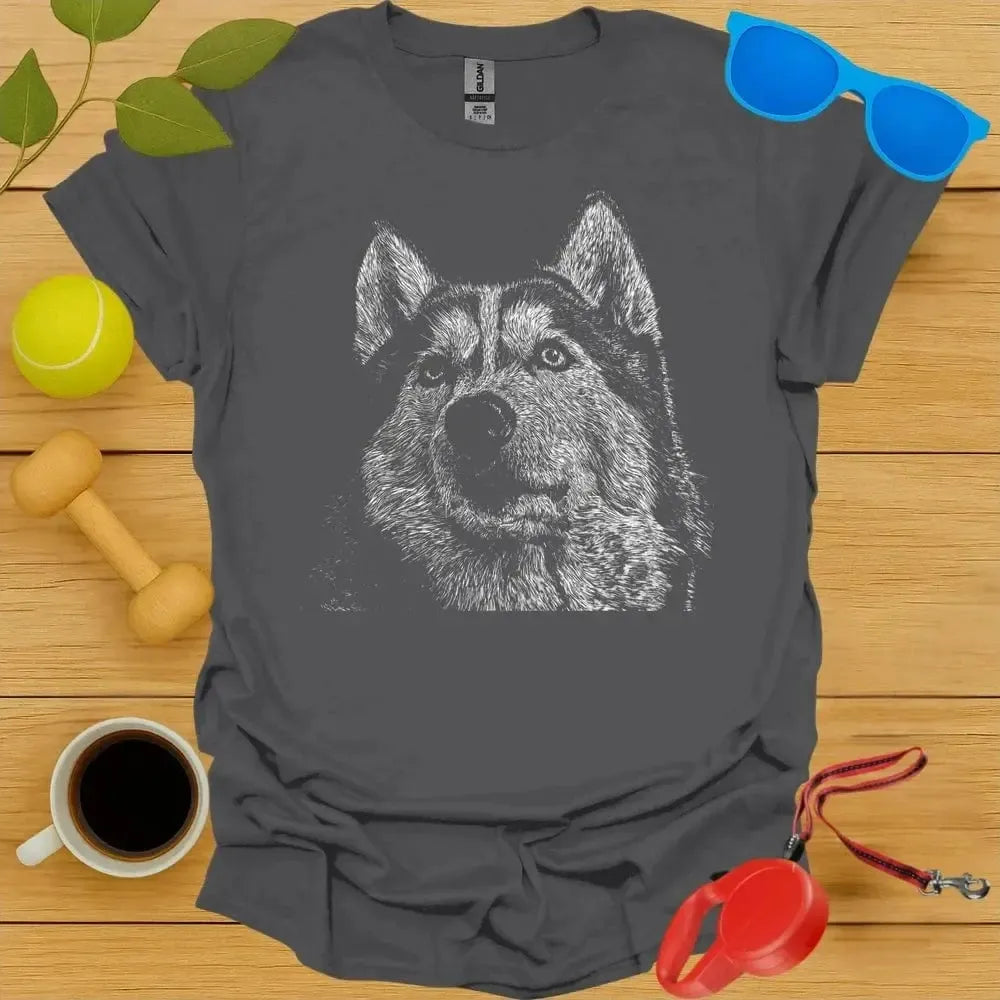 Siberian Husky Monochrome Portrait Tee