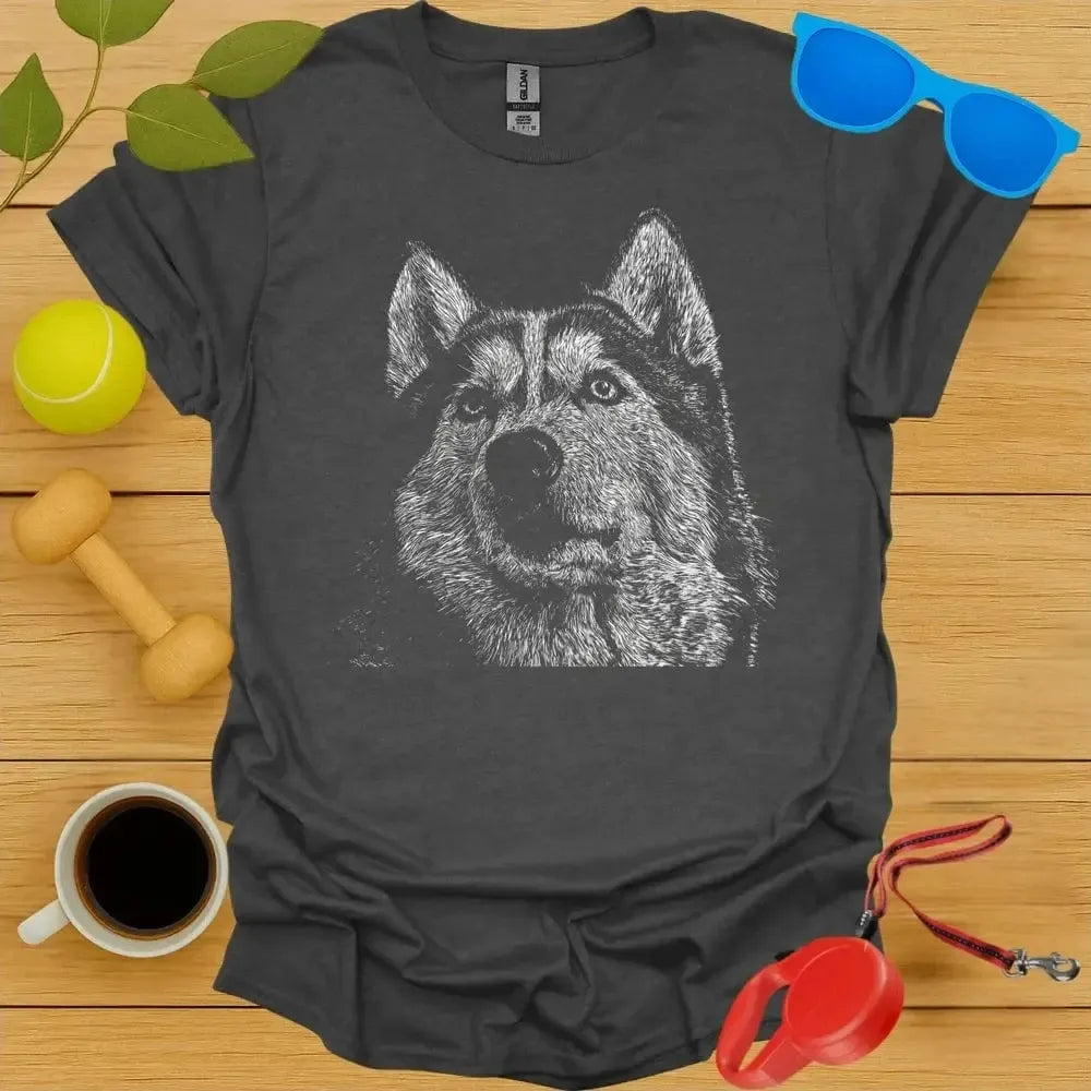 Siberian Husky Monochrome Portrait Tee