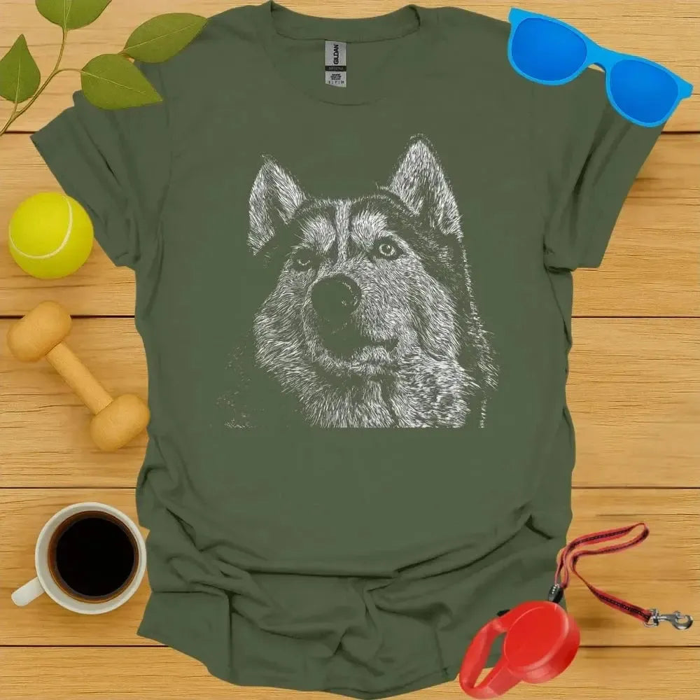 Siberian Husky Monochrome Portrait Tee