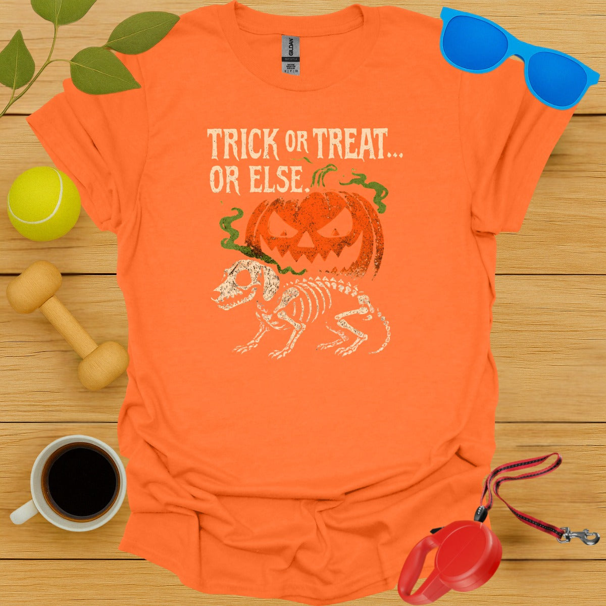 Trick or Treat Or Else Pumpkin Skeleton Shirt product type