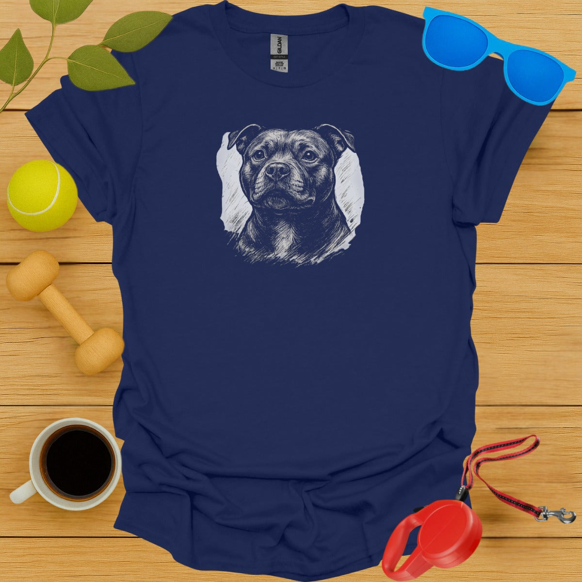 Sketch of Dog in Blue T Shirt Product