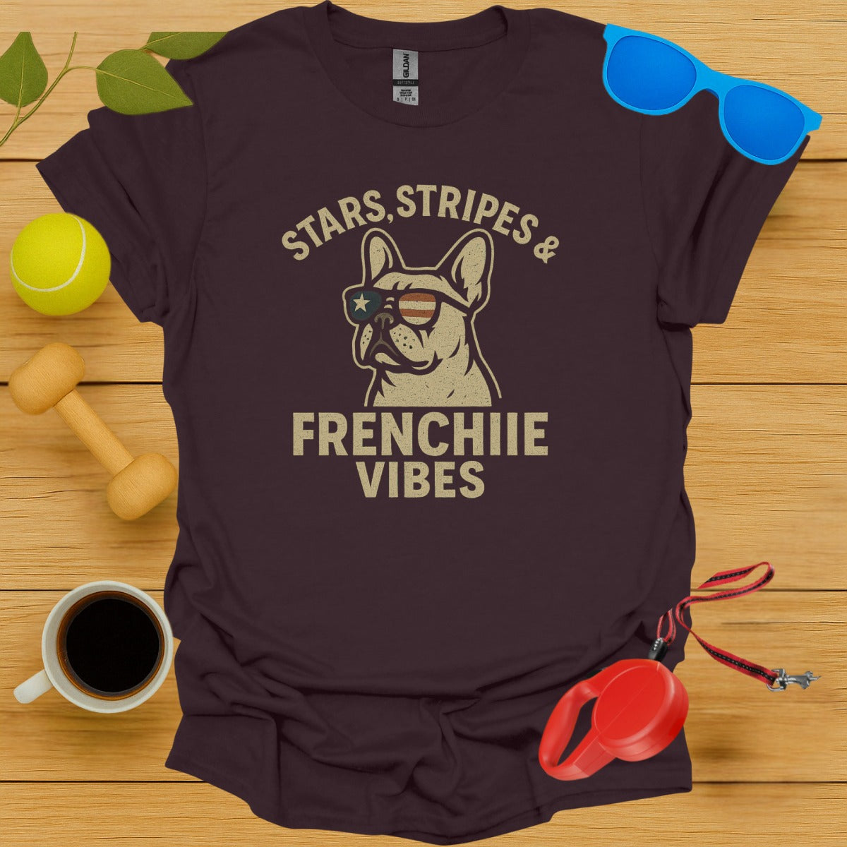 Stars Stripes and Frenchiie Vibes T-Shirt product type