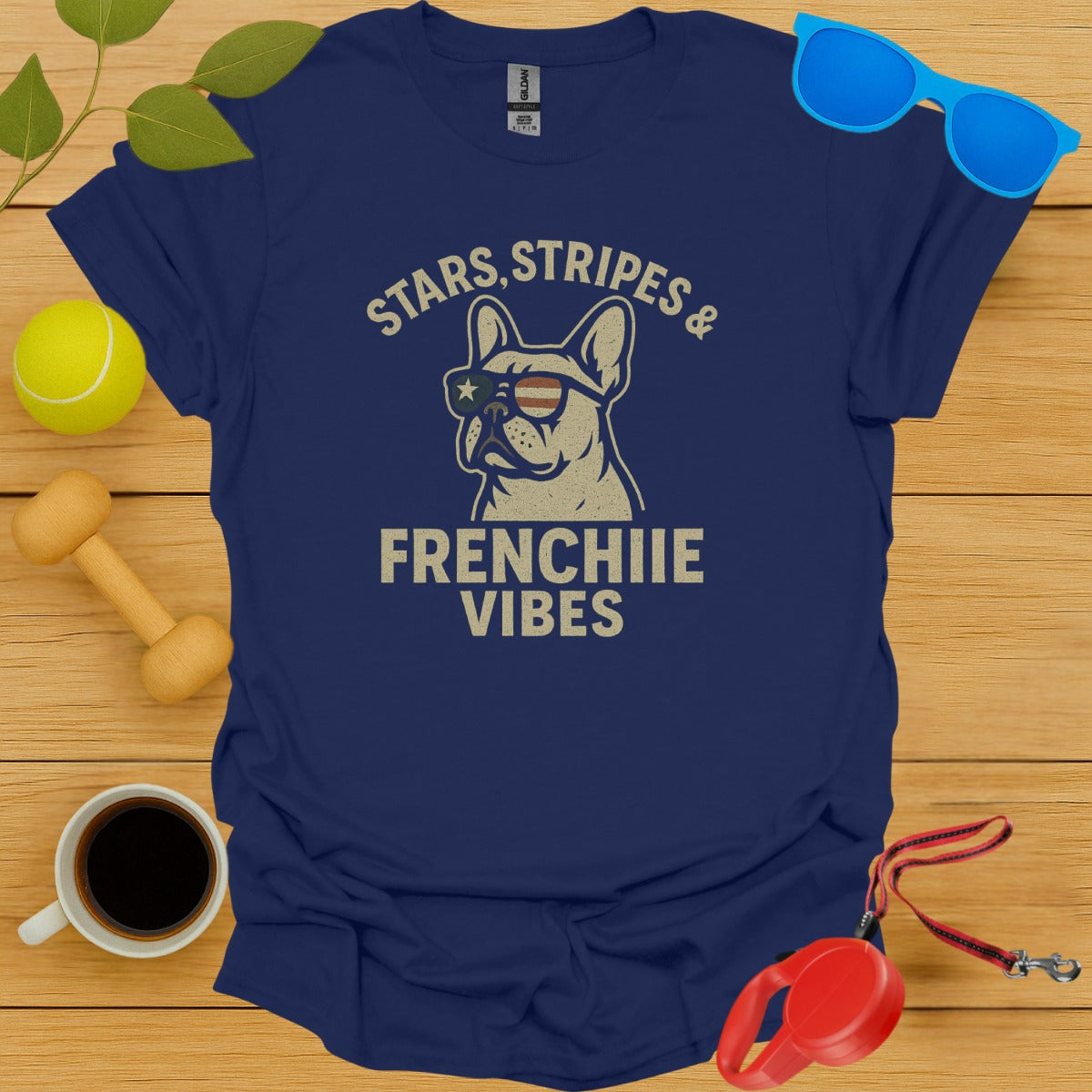 Stars Stripes Frenchie Vibes with Dog Graphic product