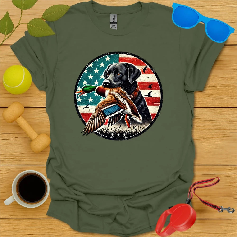 Stars, Stripes & Labs | Duck Hunting Tee - Military Green