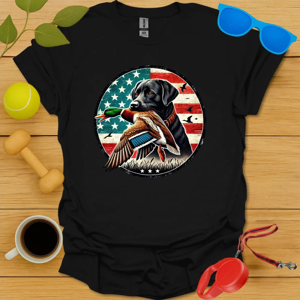 Stars, Stripes & Labs | Duck Hunting Tee - Black