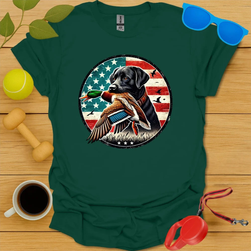 Stars, Stripes & Labs | Duck Hunting Tee - Forest Green