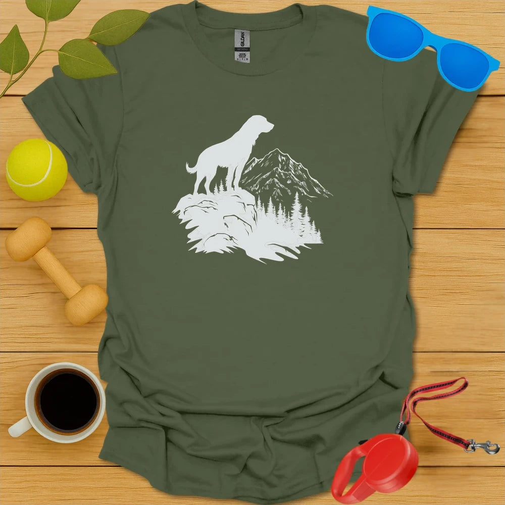 Summit Watcher | Outdoor Dog Lover Tee - Military Green