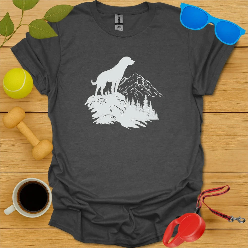 Summit Watcher | Outdoor Dog Lover Tee - Dark Heather