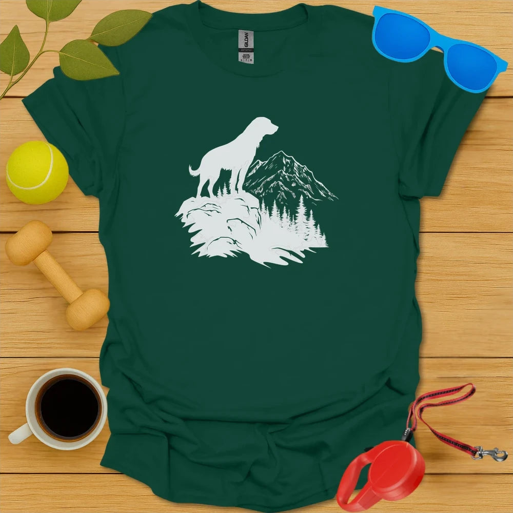 Summit Watcher | Outdoor Dog Lover Tee - Forest Green