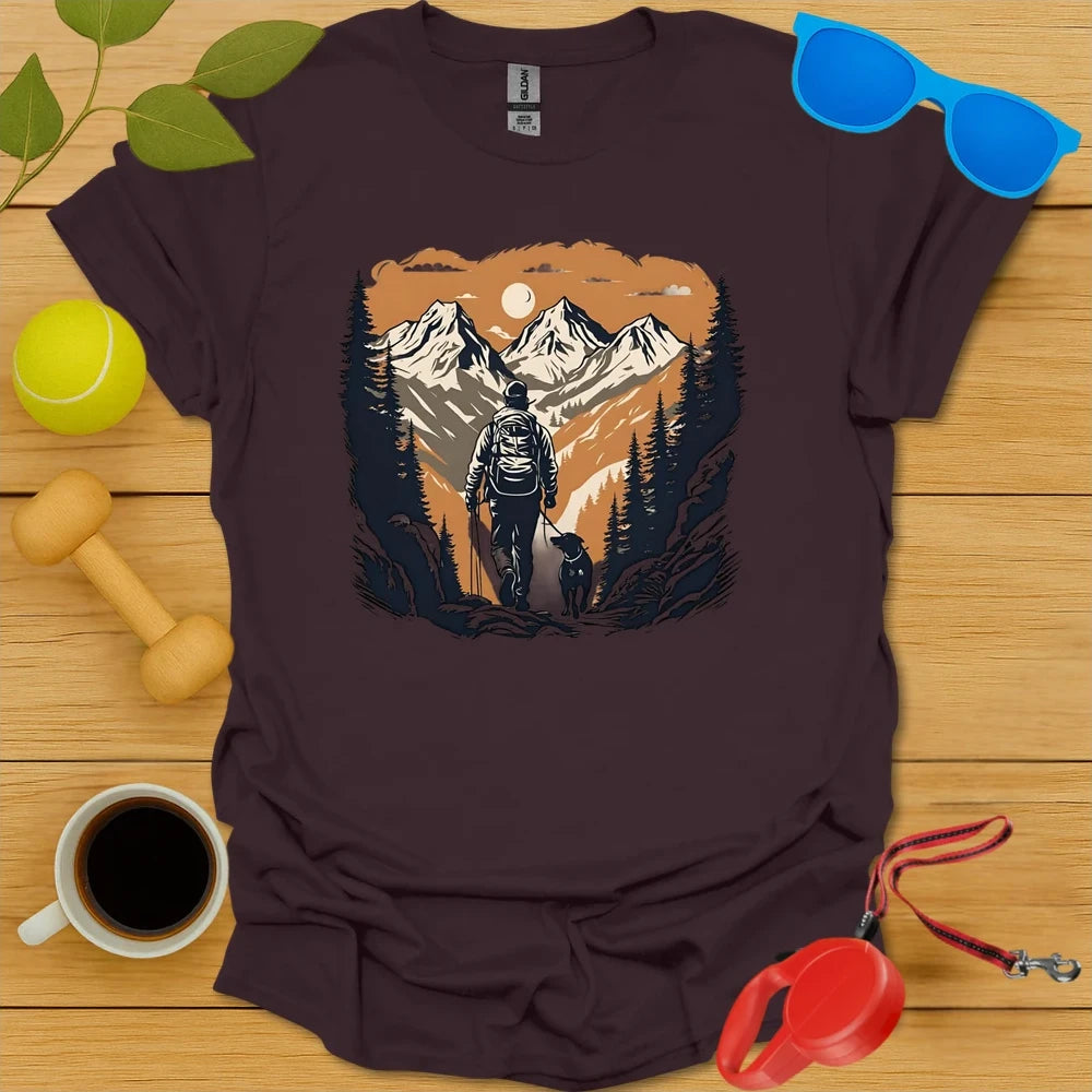 Sunset Trails | Hiking Adventure Dog Shirt - Dark Chocolate