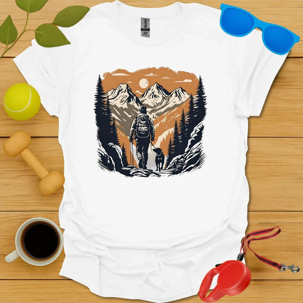 Sunset Trails | Hiking Adventure Dog Shirt - White