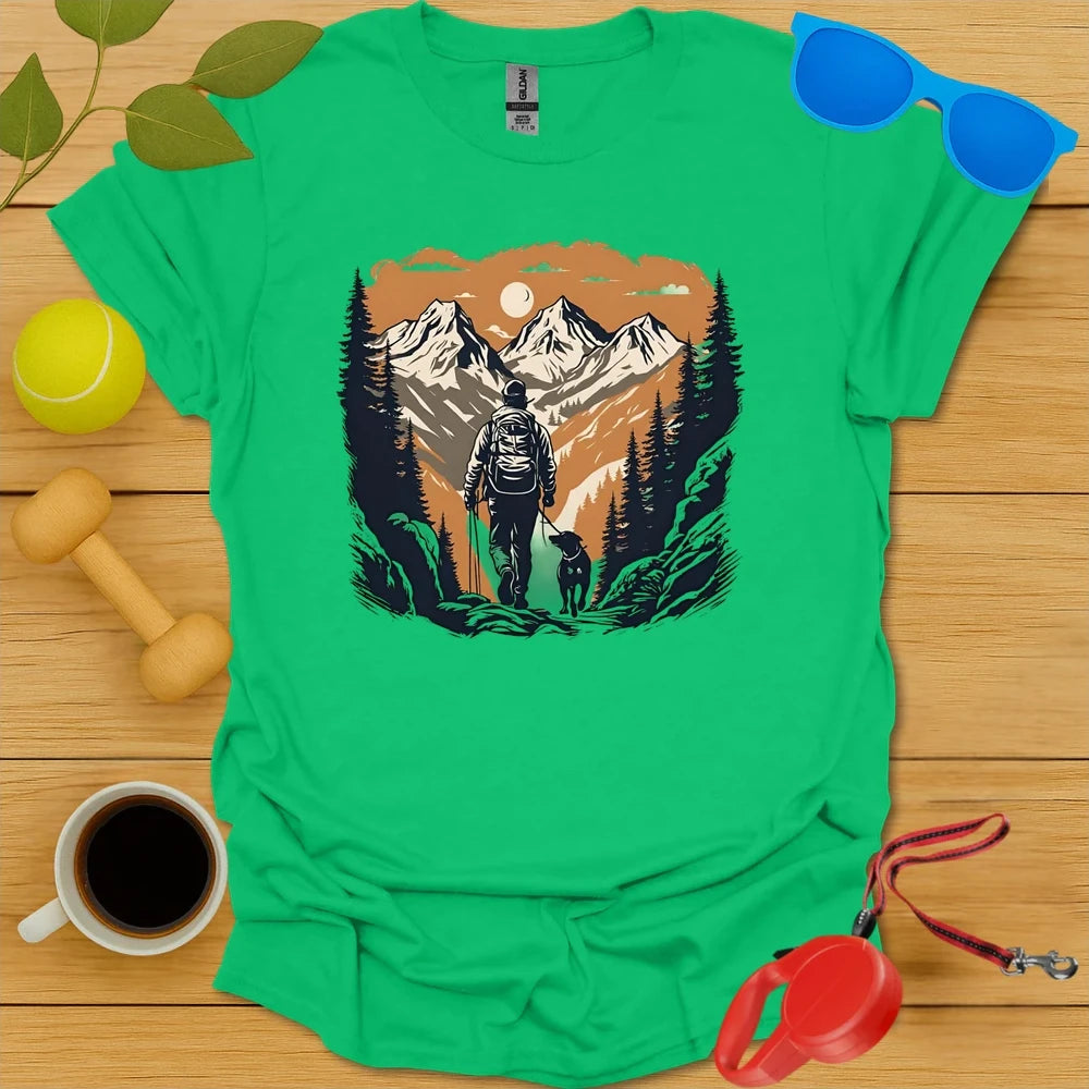 Sunset Trails | Hiking Adventure Dog Shirt - Irish Green
