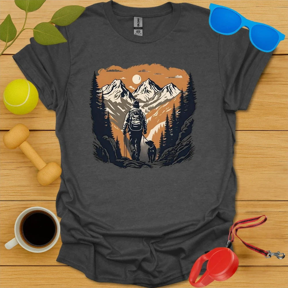 Sunset Trails | Hiking Adventure Dog Shirt - Dark Heather