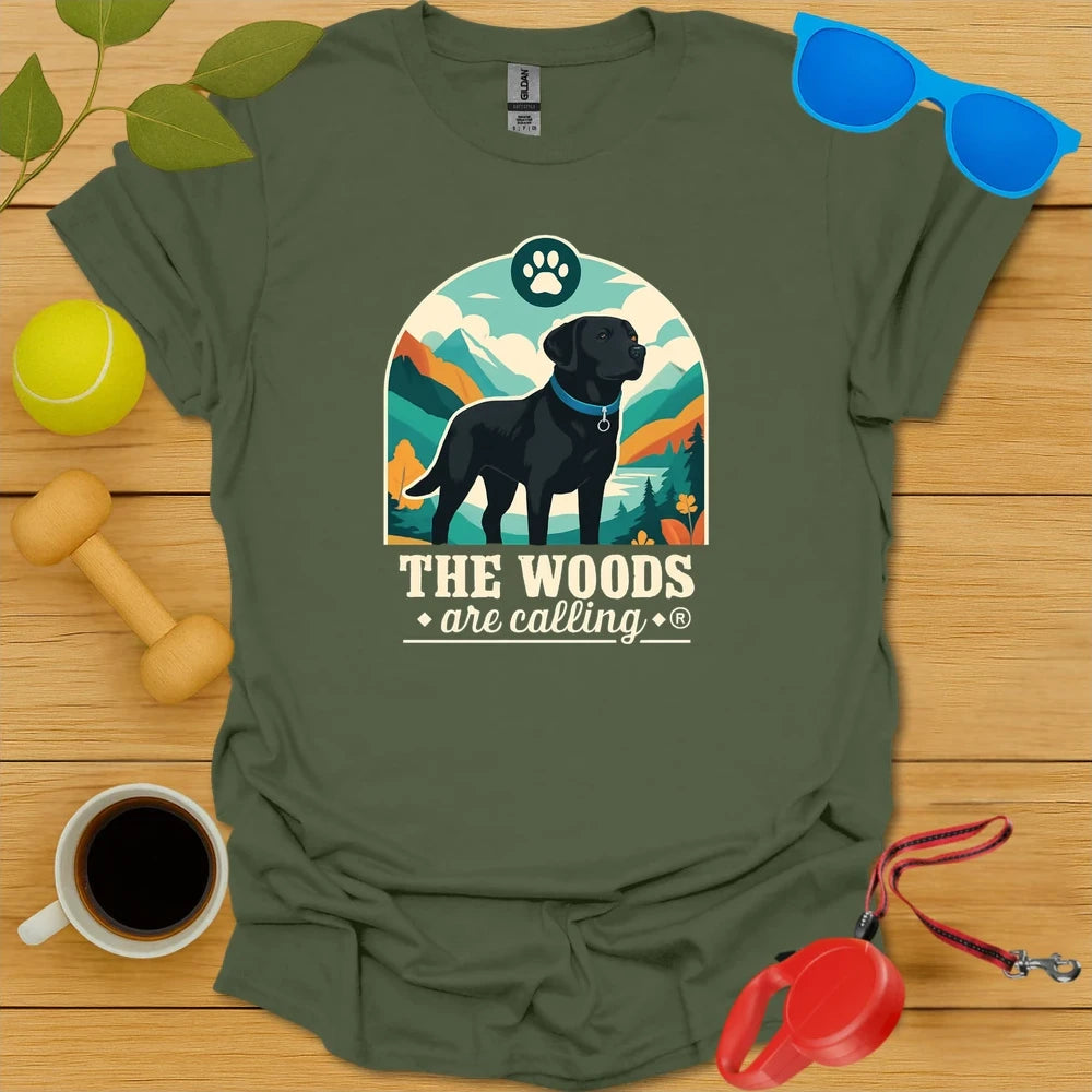 The Woods Are Calling | Labrador Adventure Hiking Tee - Military Green