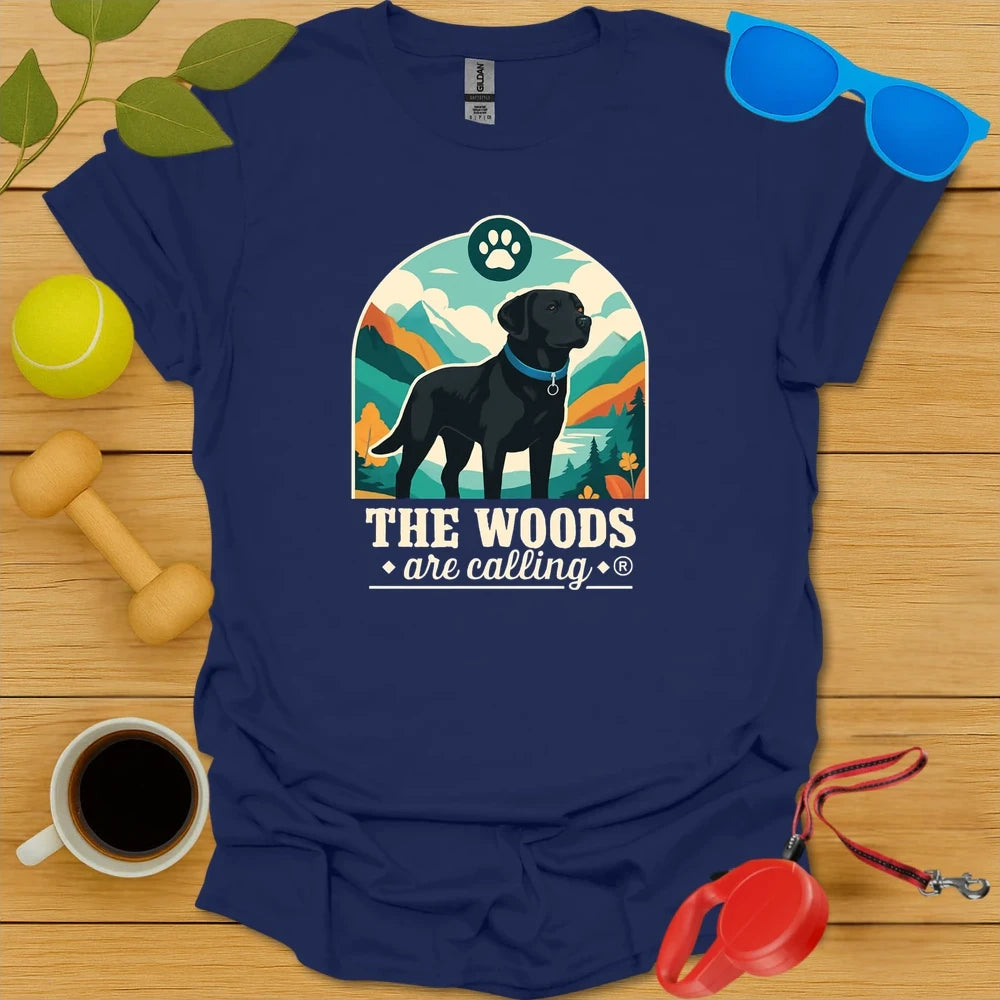 The Woods Are Calling | Labrador Adventure Hiking Tee - Navy
