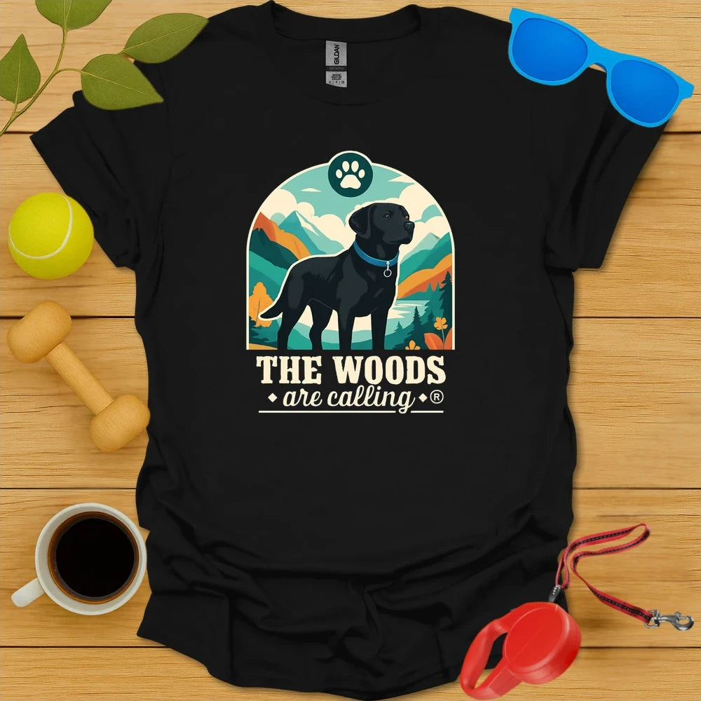 The Woods Are Calling | Labrador Adventure Hiking Tee - Black