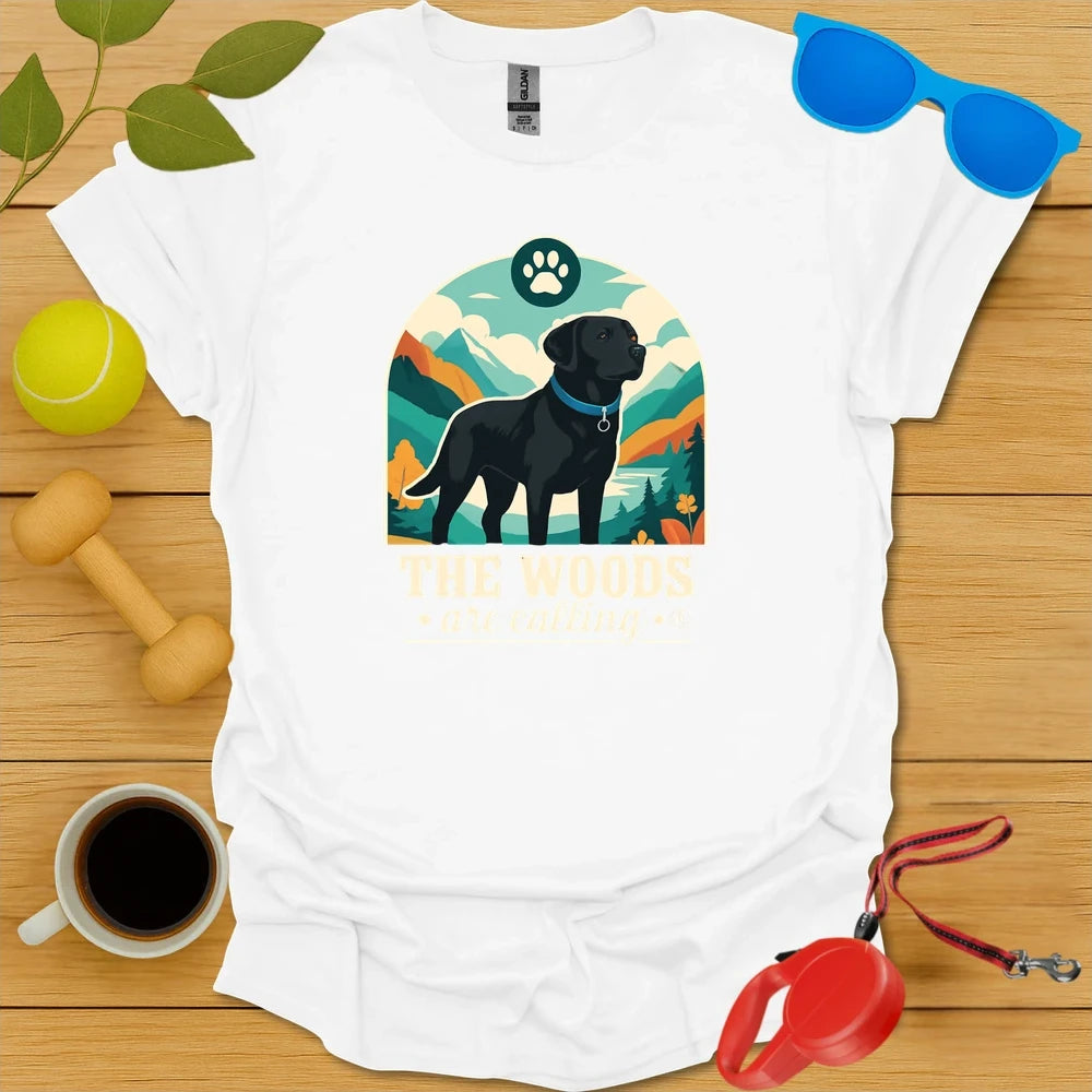 The Woods Are Calling | Labrador Adventure Hiking Tee - White