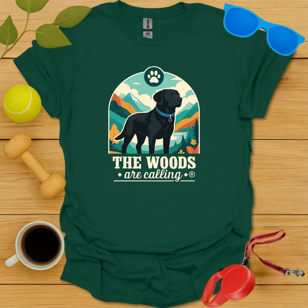 The Woods Are Calling | Labrador Adventure Hiking Tee - Forest Green
