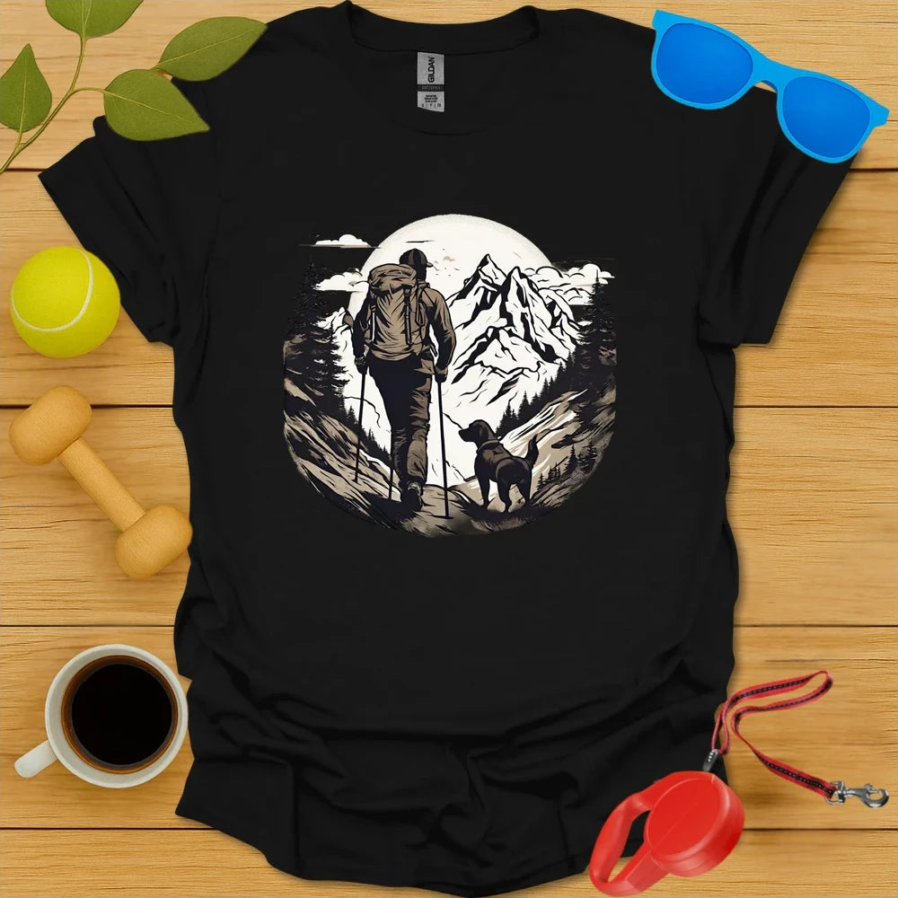 Trail Companions | Mountain Hiking Dog Lover Tee - Black