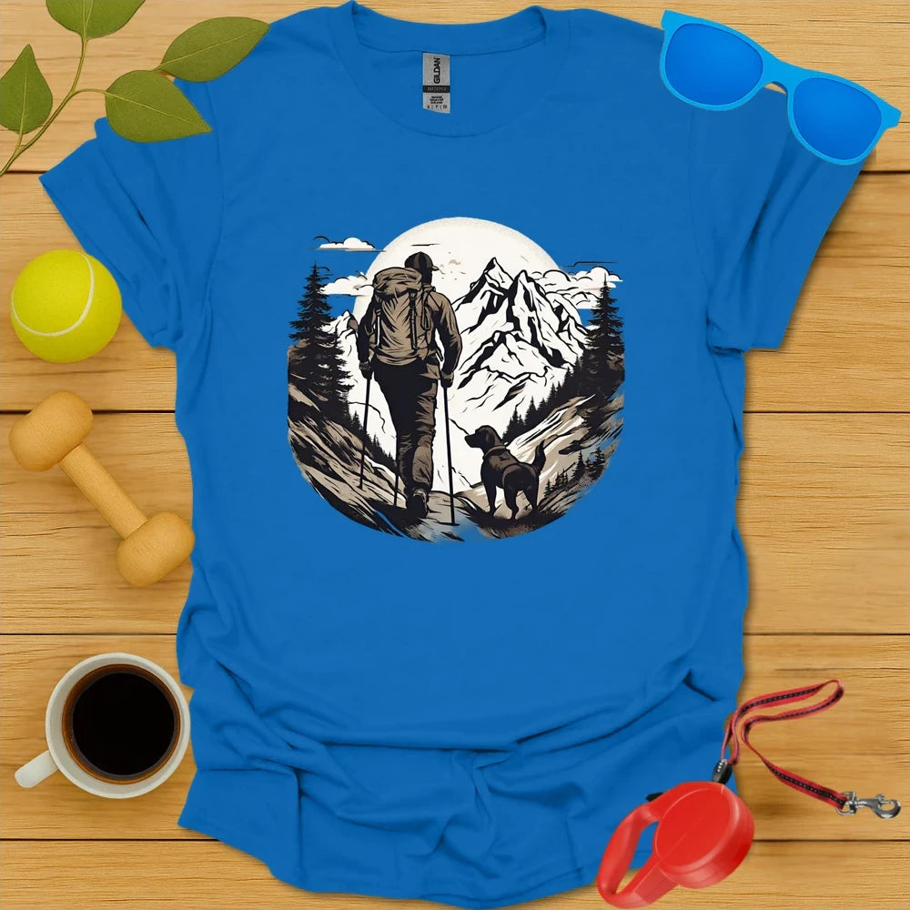 Trail Companions | Mountain Hiking Dog Lover Tee - Royal