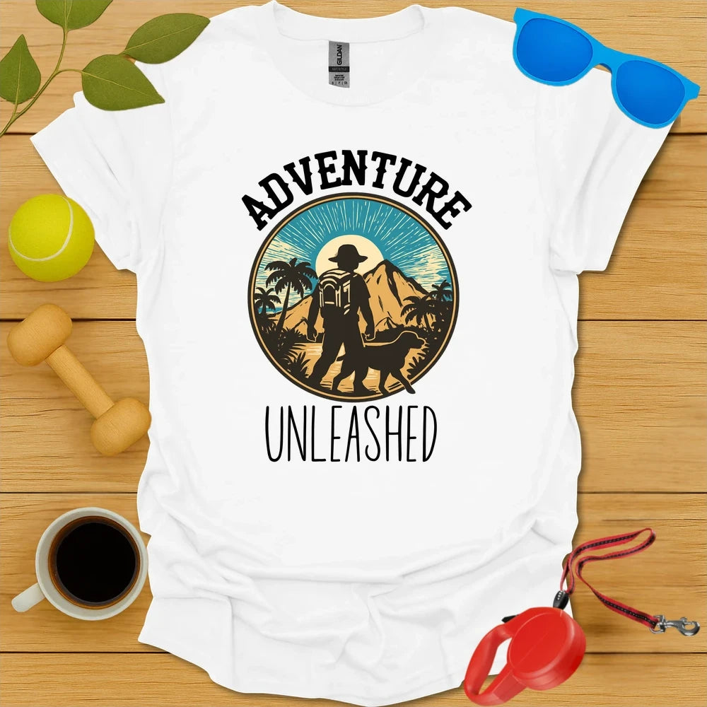 Adventure Unleashed | Hiking Dog Lover T-Shirt - White