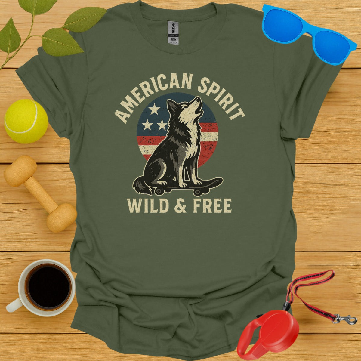 American Spirit Wild Free Wolf Graphic T-Shirt product