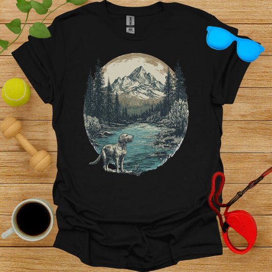 Majestic Mountain and Dog Scene Graphic Shirt Product