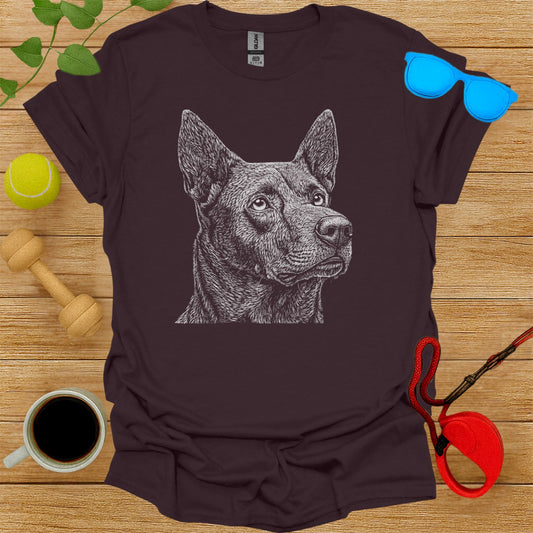 Detailed Artistic Dog Print Drawing Design Shirt