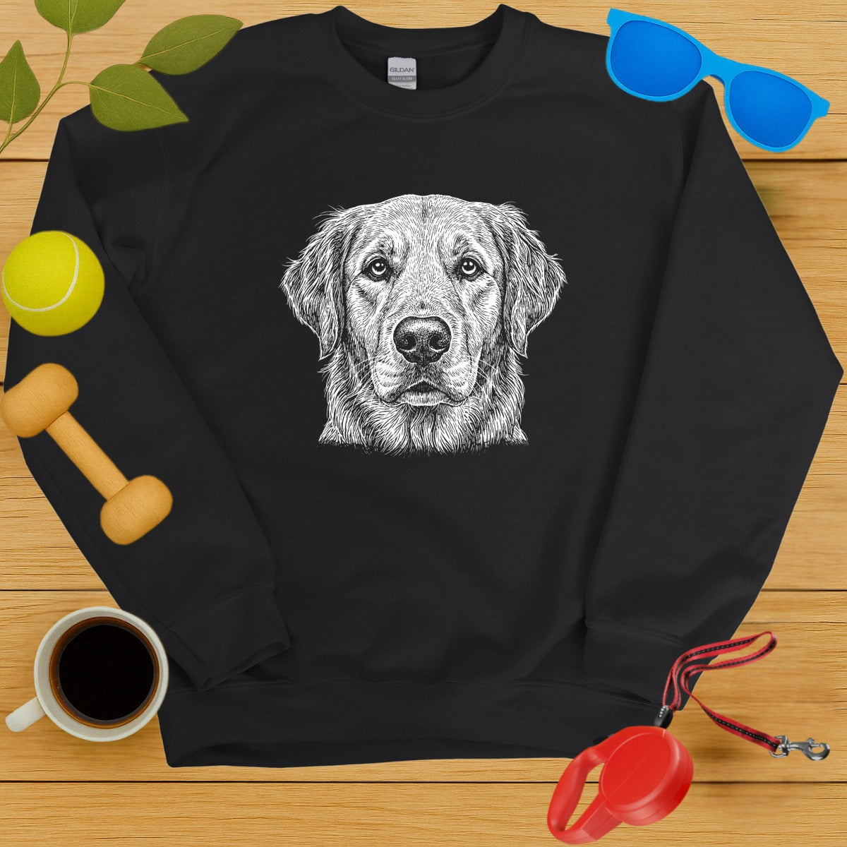 Realistic Golden Retriever Dog Drawing Sweater