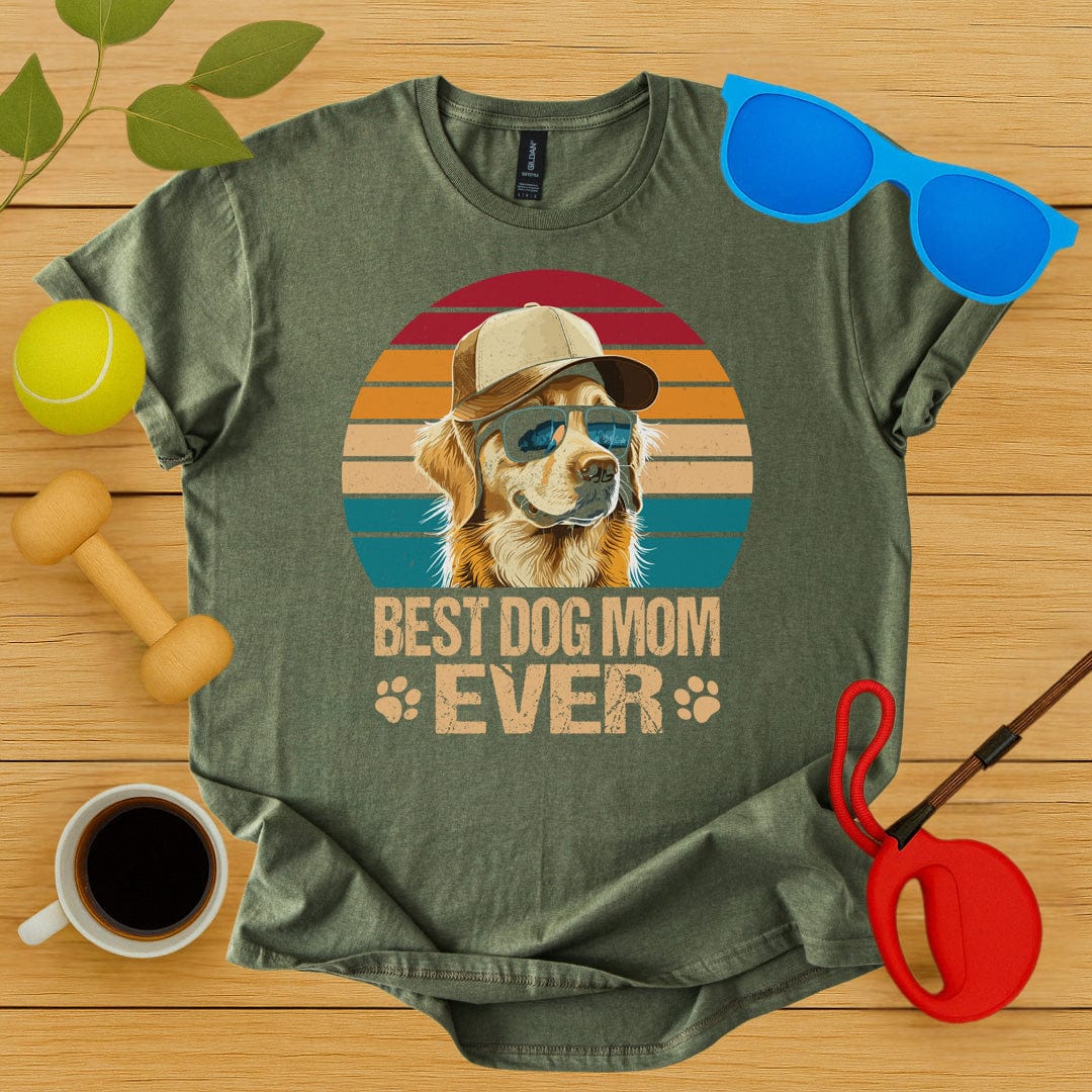 Printify T-Shirt Military Green / S Best Dog Mom Ever T-Shirt