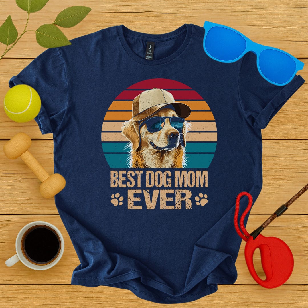 Printify T-Shirt Navy / S Best Dog Mom Ever T-Shirt