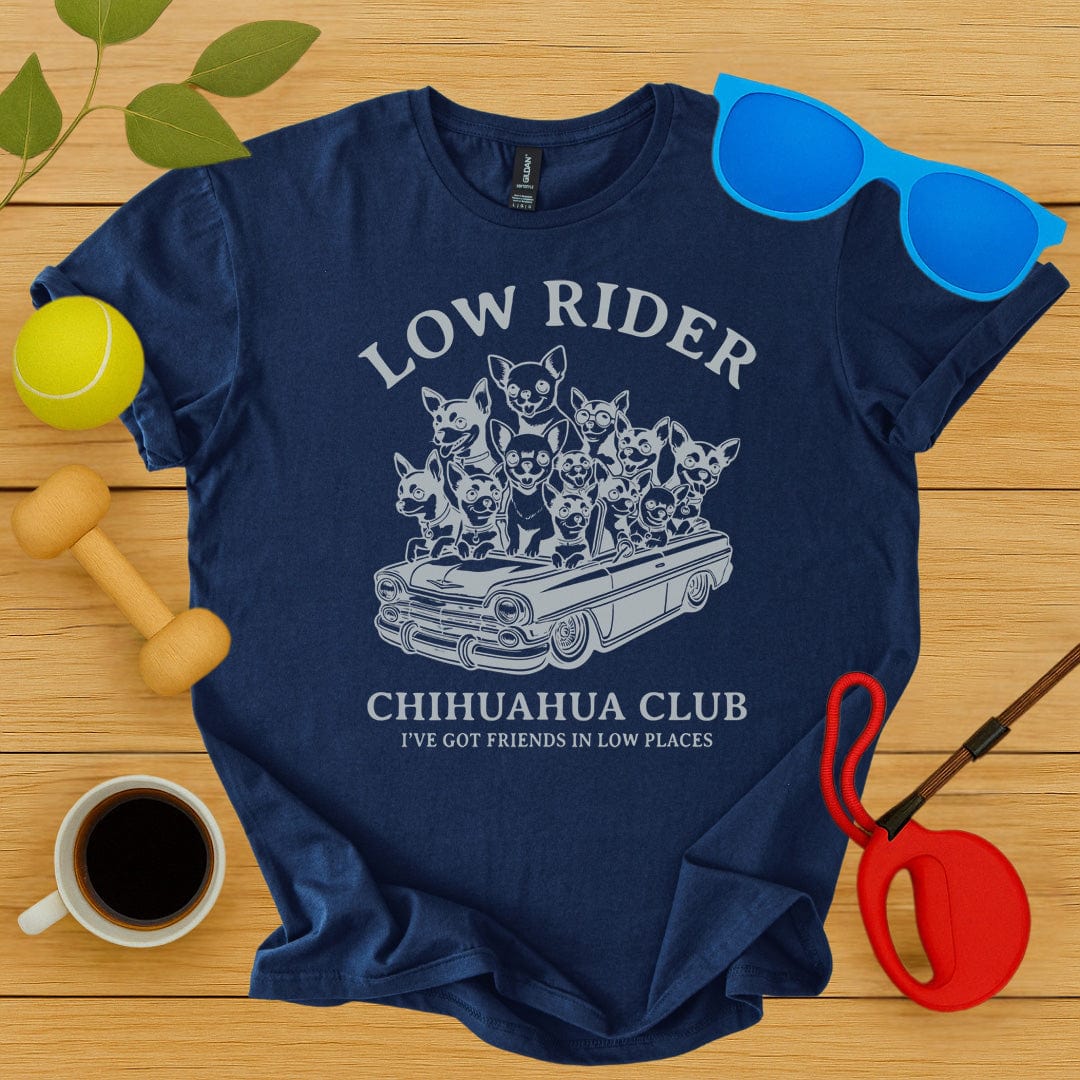 Printify T-Shirt Navy / S Low Rider Chihuahua Club T-Shirt