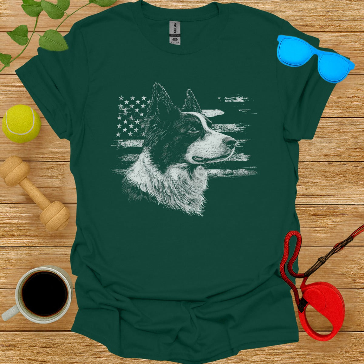 Patriotic Dog Graphic T Shirt with Classic Design