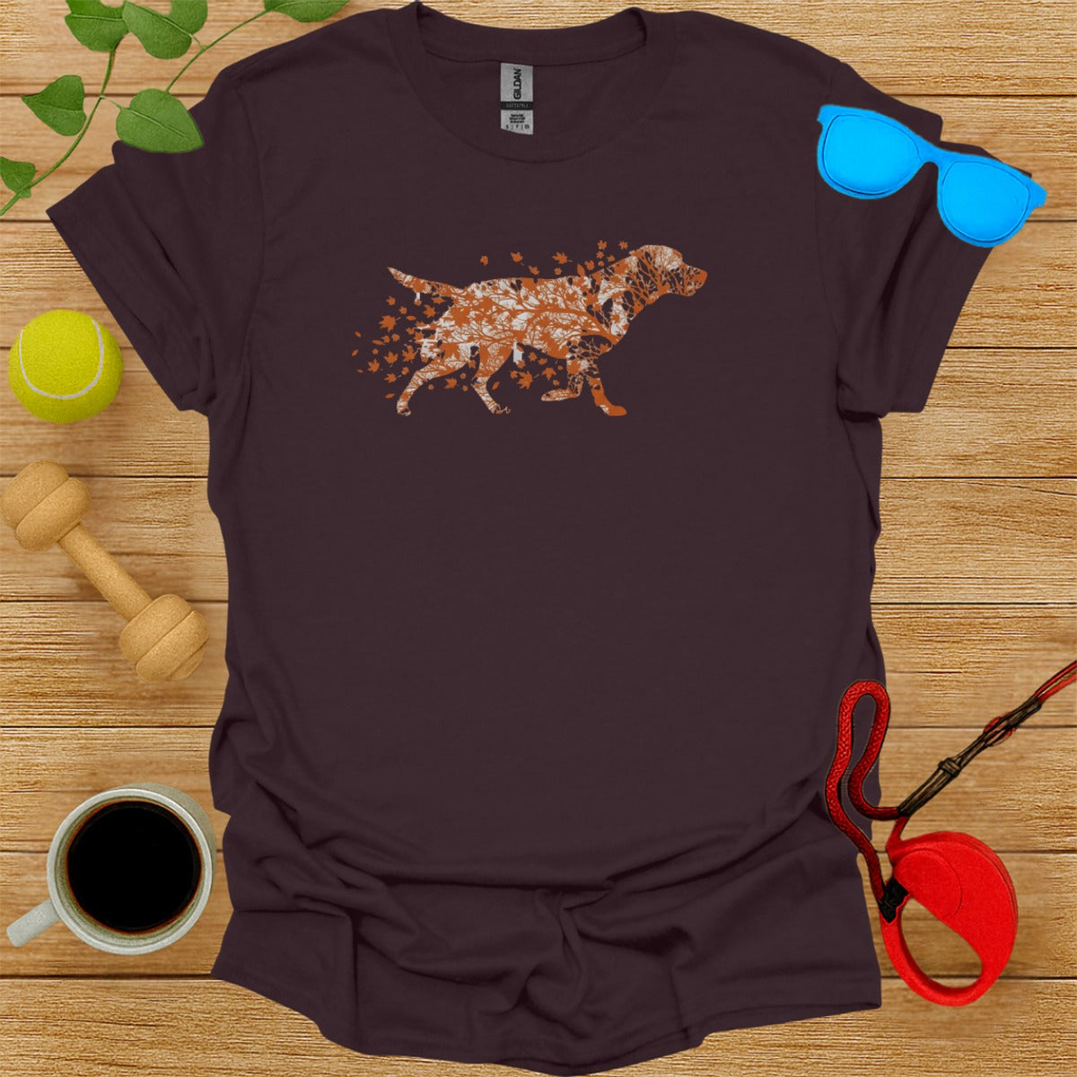 Dog Walking Silhouette Design Graphic T-Shirt