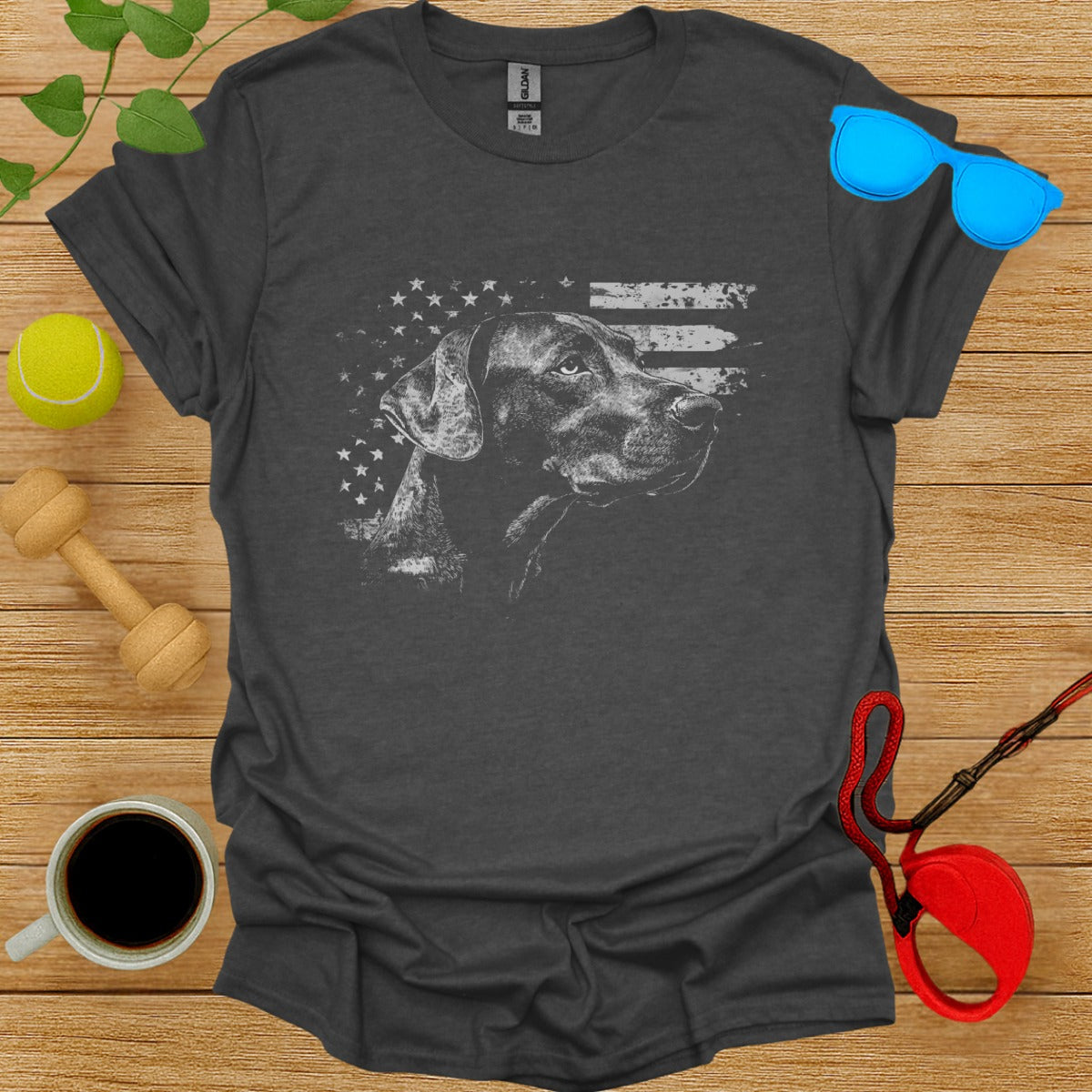 Vintage American Flag Dog Graphic T-Shirt Product