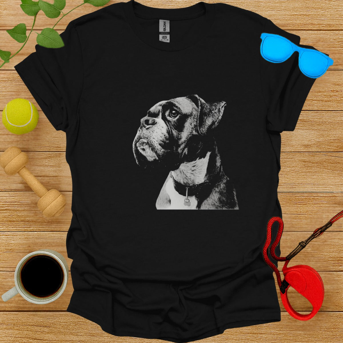 Melancholic Boxer Dog Portrait Graphic T-Shirt