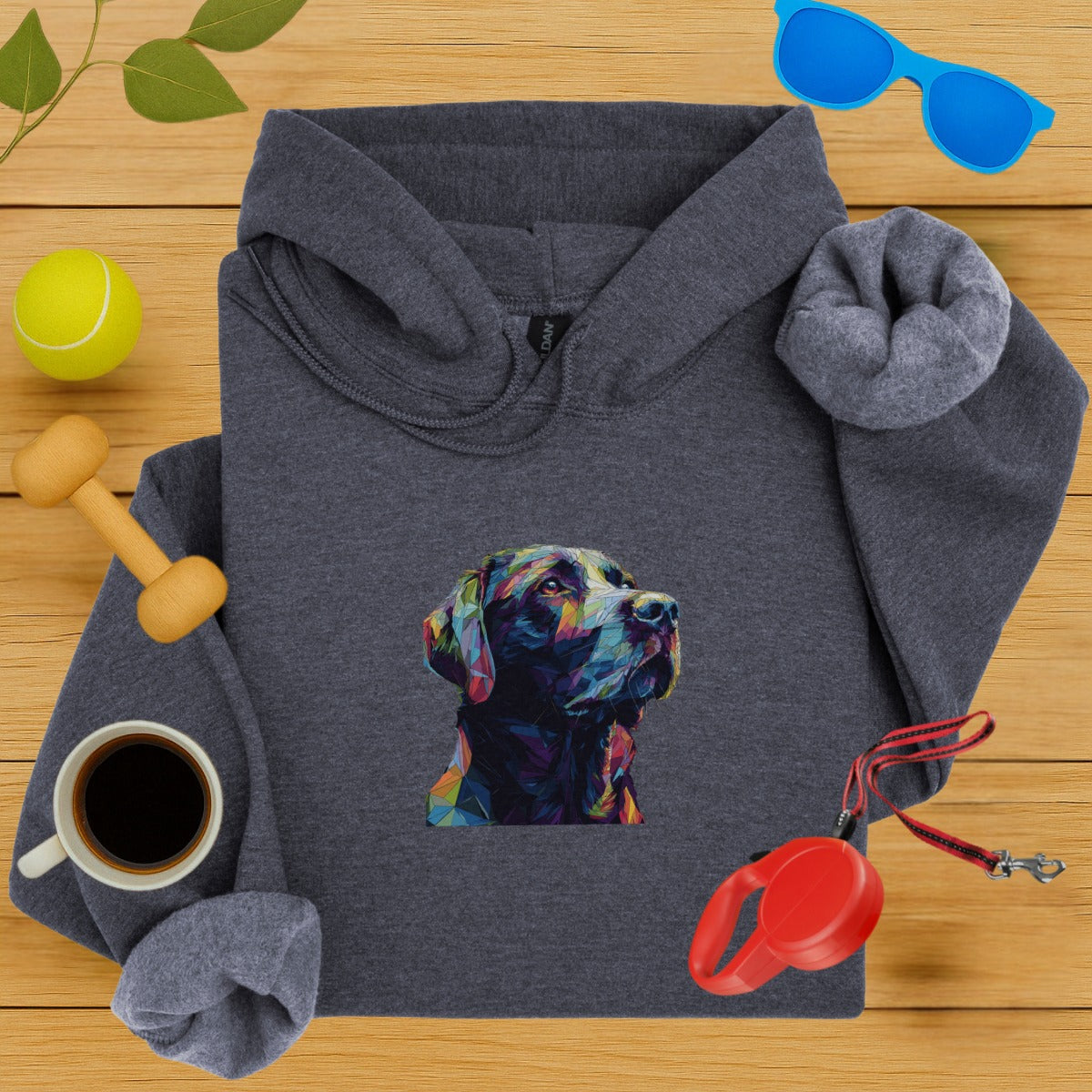 Colorful Dog Graphic on Cozy Charcoal Hoodie
