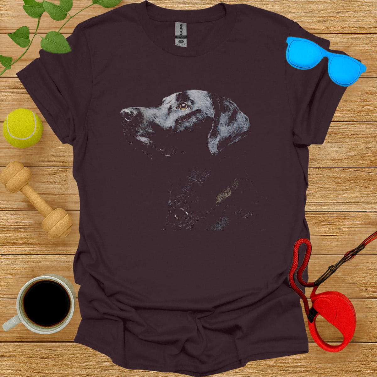 Black Lab Dog Print on Dark Colored T-Shirt product