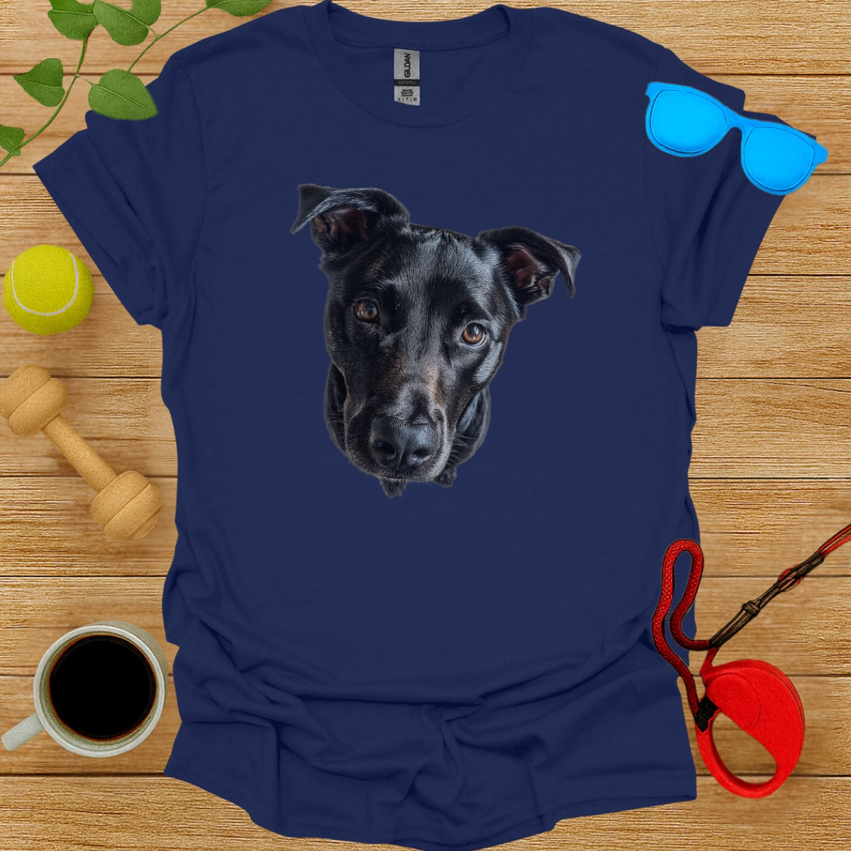 Dog Face Print Blue T-Shirt for Pet Lovers