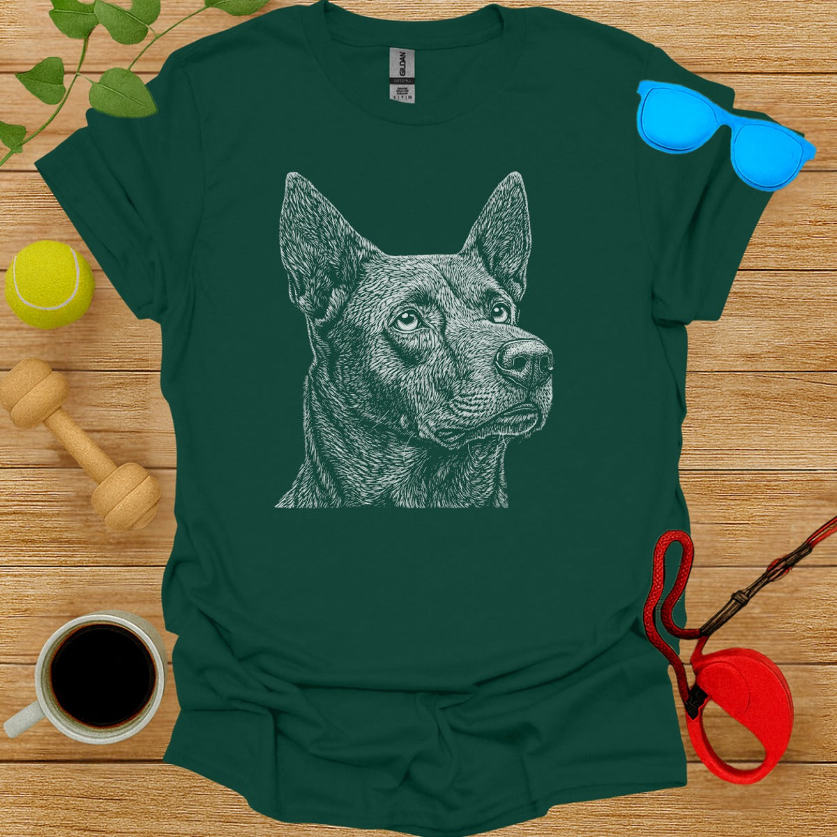 Unique Canine Illustration Detailed Dog Lover T-shirt