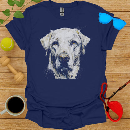 Artistic Dog Illustration on Blue Casual Shirt