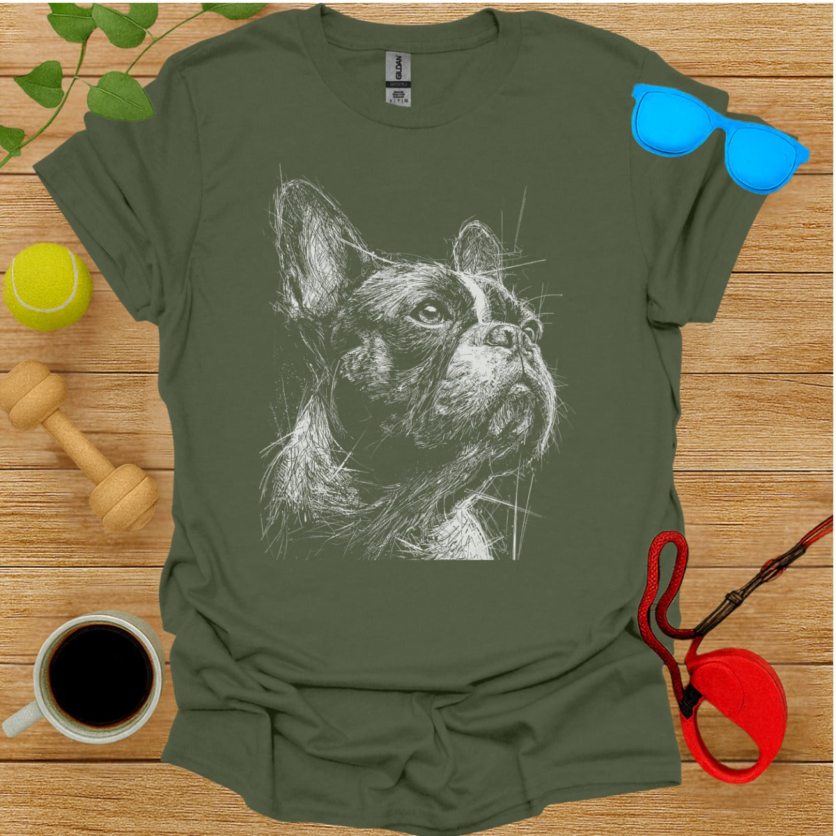 French Bulldog Artistic Sketch Graphic Tee Shirt