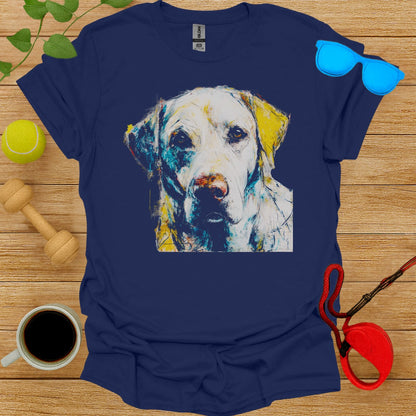 Vibrant Dog Portrait Graphic Blue T-shirt