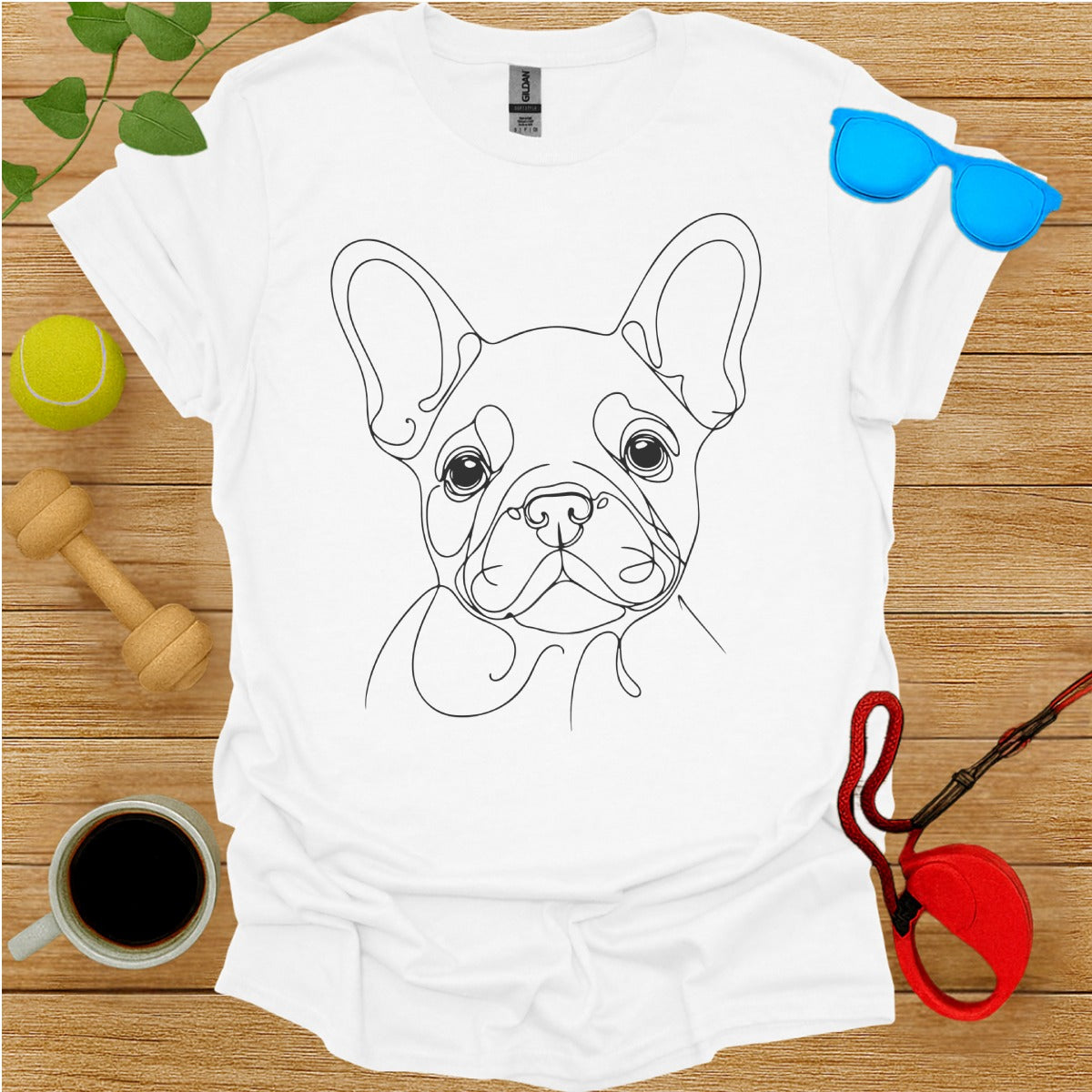French Bulldog Line Art Graphic Design T-shirt